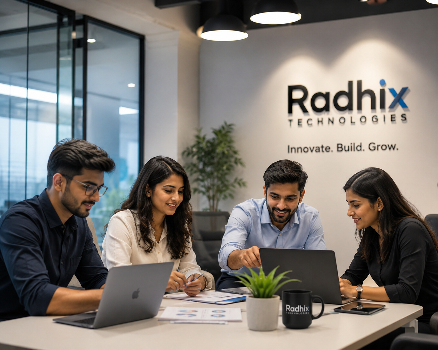 Radhix Technologies team collaborating on digital projects